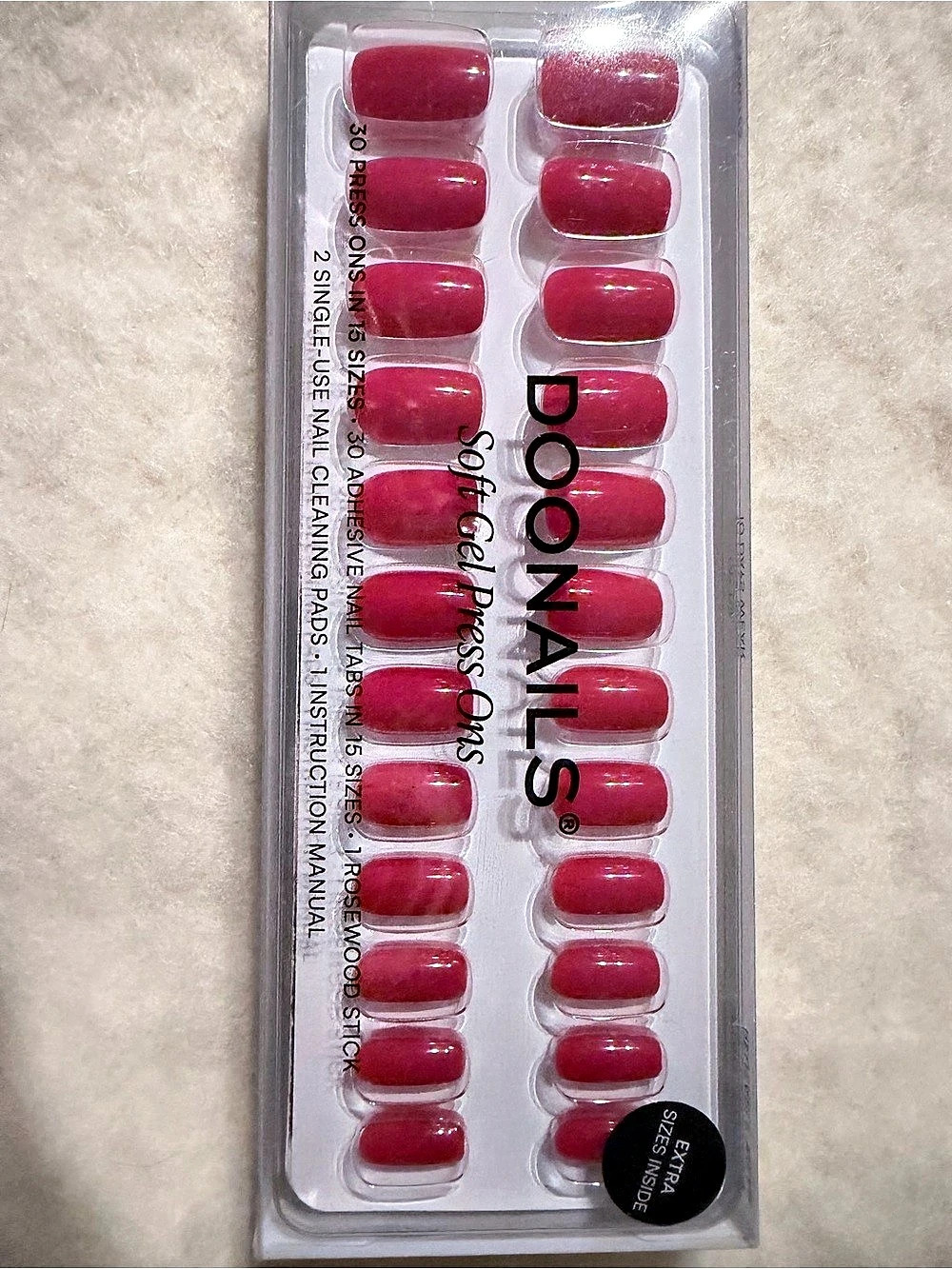 DOONAILS Rose Red Short Square Soft Gel Press-On Nails – New